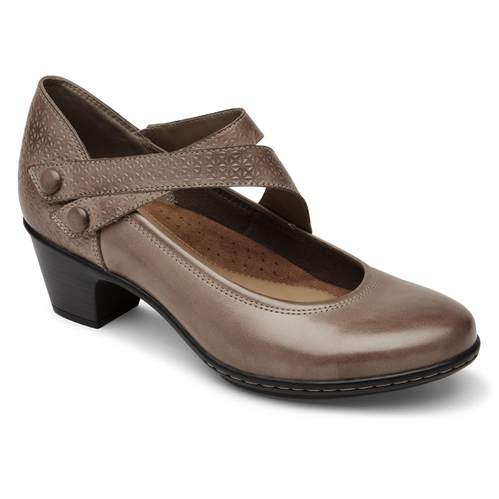 Wedges Rockport Mujer Mexico - Cobb Hill Kailyn Asymmetrical Mary Jane Marrom - RXKQA5847